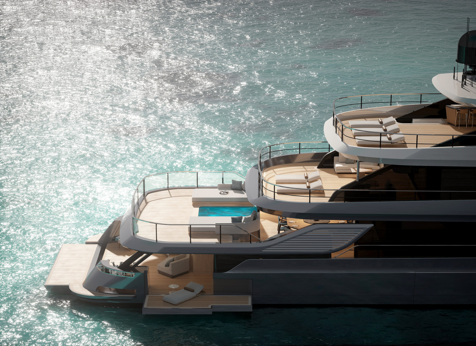 Azimut 最強旗艦 Grande 44M,外觀由大師 Alberto Mancini 精心雕琢,突破性地採用首款四層甲板搭配封閉式望台設計。(Photo: Azimut )