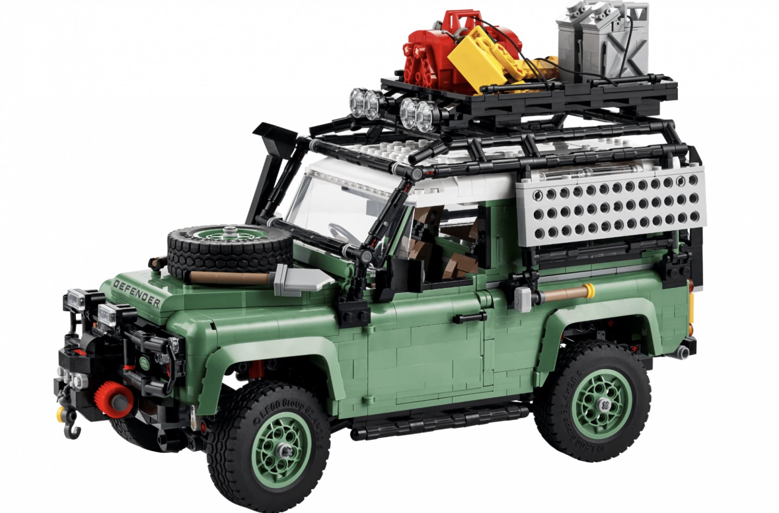 The LEGO Technic Land Rover Defender, a highly detailed model of the iconic off-road vehicle.