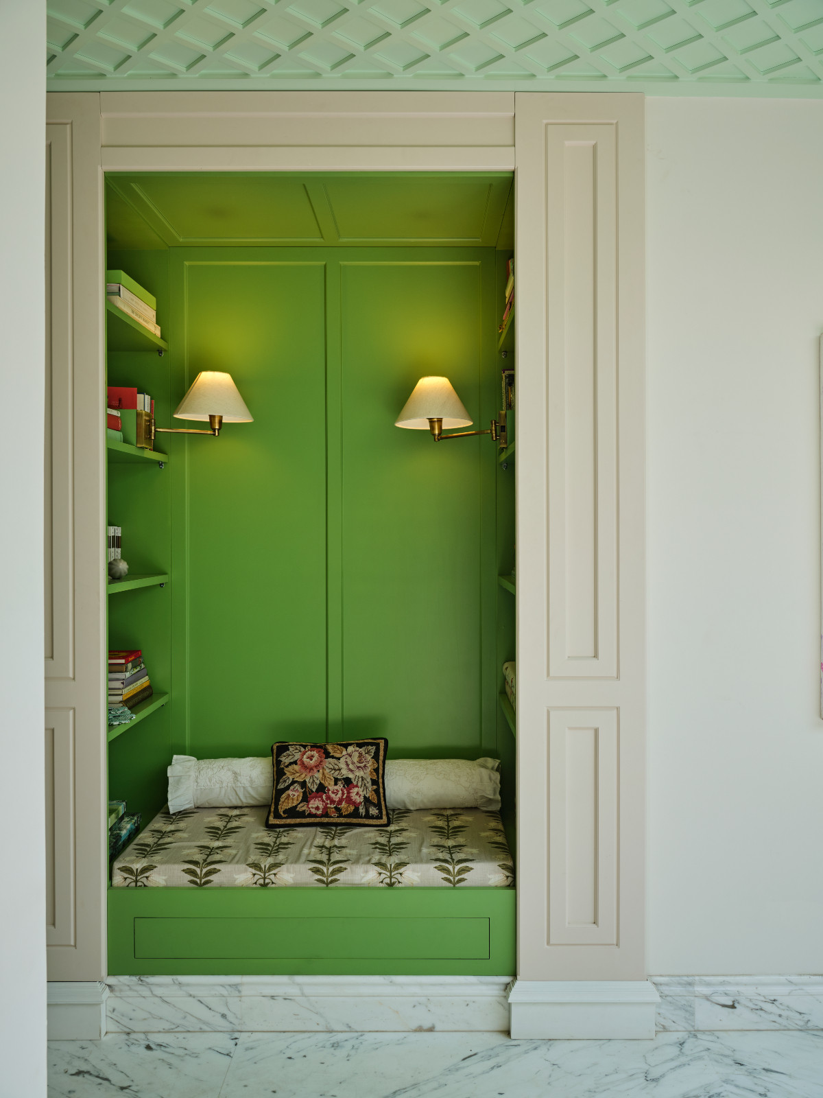 The reading nook of a Meerut, India home designed by Sian Architects