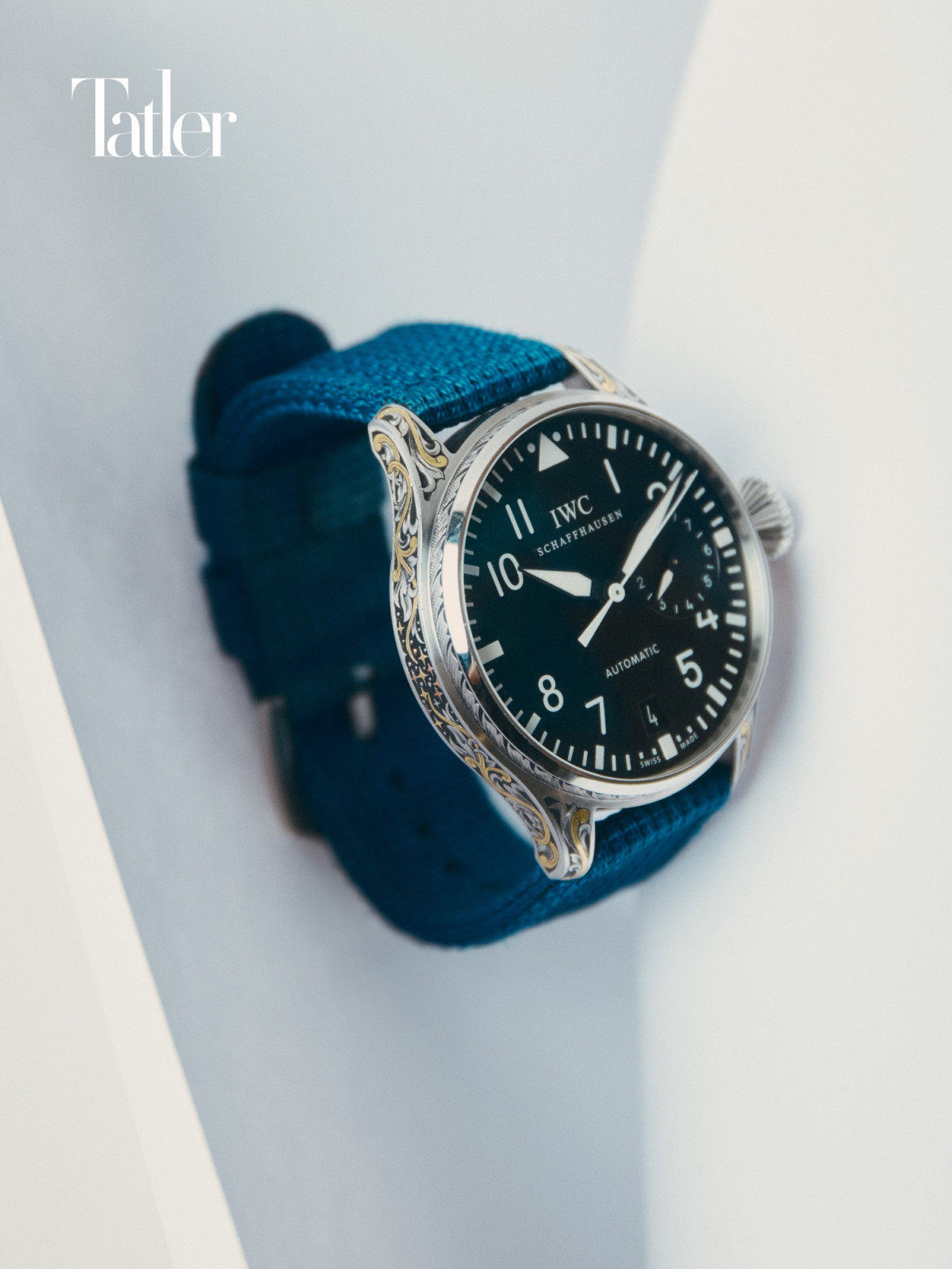 The engraved IWC Big Pilot (Photo: courtesy of Tatler Hong Kong / Hungmc)