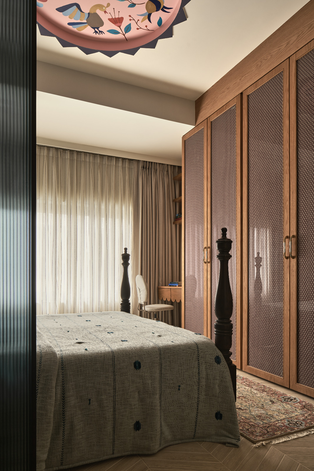 The bedroom in an Art Deco home by The Last Goldfish in Mumbai, India