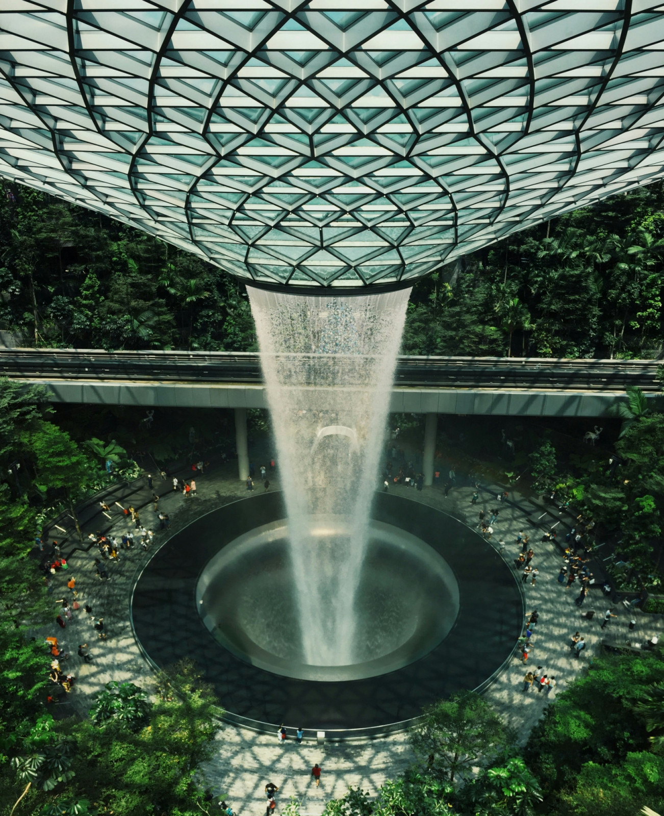 Singapore's Jewel Changi Airport showcases the HSBC Rain Vortex, the world's tallest indoor waterfall.