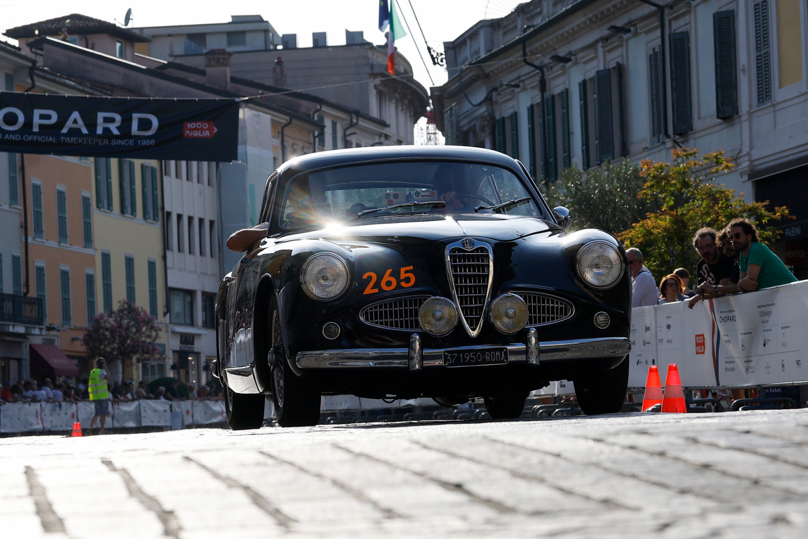 An Alfa Romeo 1900 C Sprint Touring from 1953 is driven by Luca Baronchelli with co-driver Giuseppe Capoferri during the Trofeo Gaburri, a preliminary event of the 1000 Miglia, on June 7, 2026, in Brescia, Italy. (Photo by Richard Morgano/NurPhoto via Getty Images)