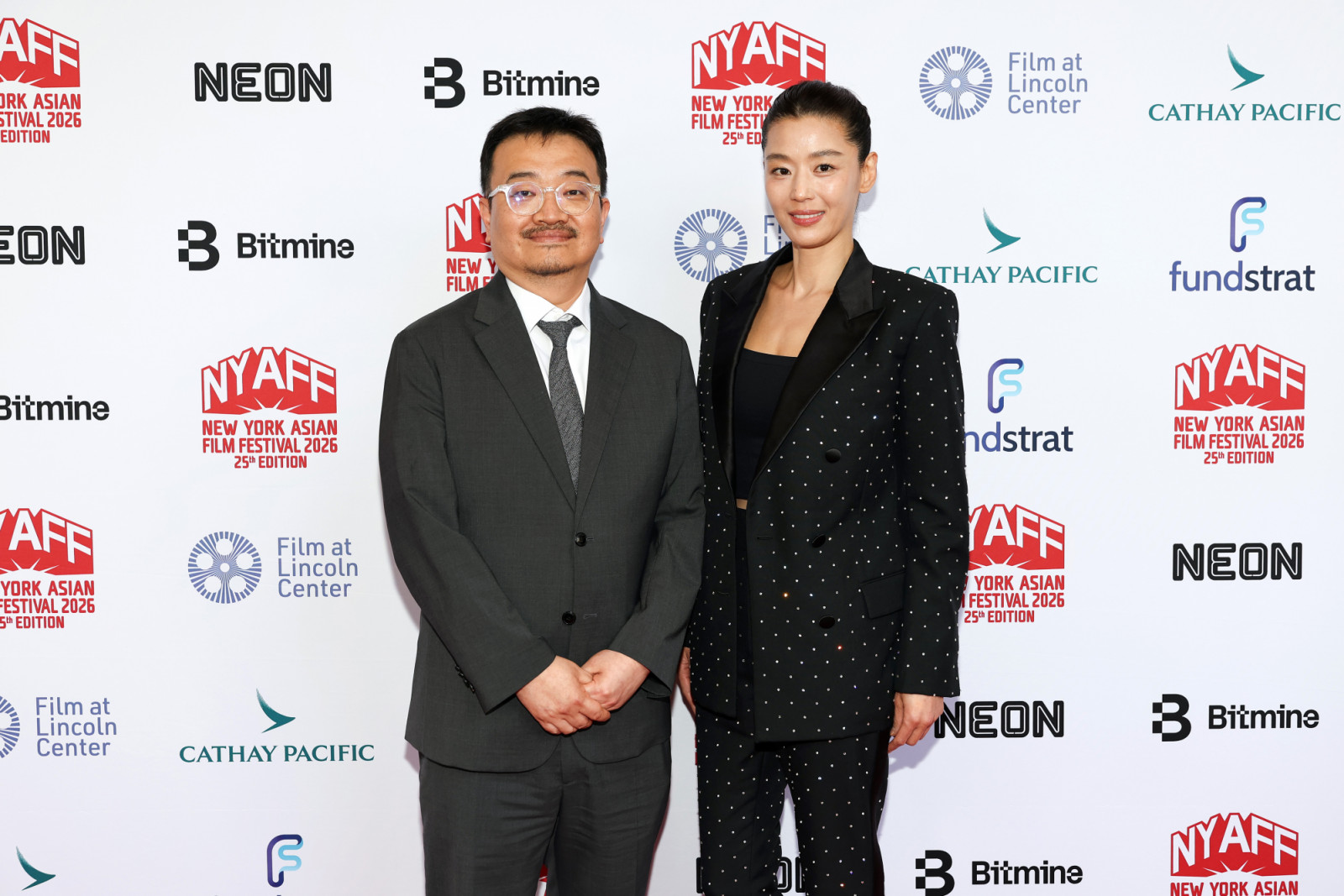 NEW YORK, NEW YORK - JULY 10: (L-R) Yeon Sang-ho and Gianna Jun attend the 2026 New York Asian Film Festival opening night premiere of "Colony" at Walter Reade Theater on July 10, 2026 in New York City. (Photo by Dia Dipasupil/Getty Images)