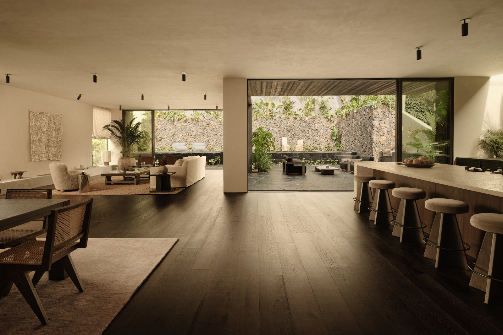 The open plan interior of a Los Angeles home by SLS Properties