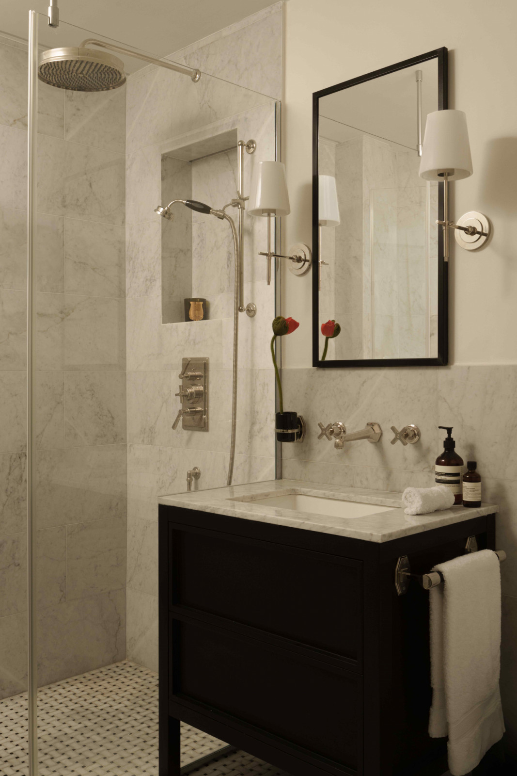 The main bathroom fitted with Lefroy Brooks brassware, and a Pelham bathroom vanity unit by Lusso