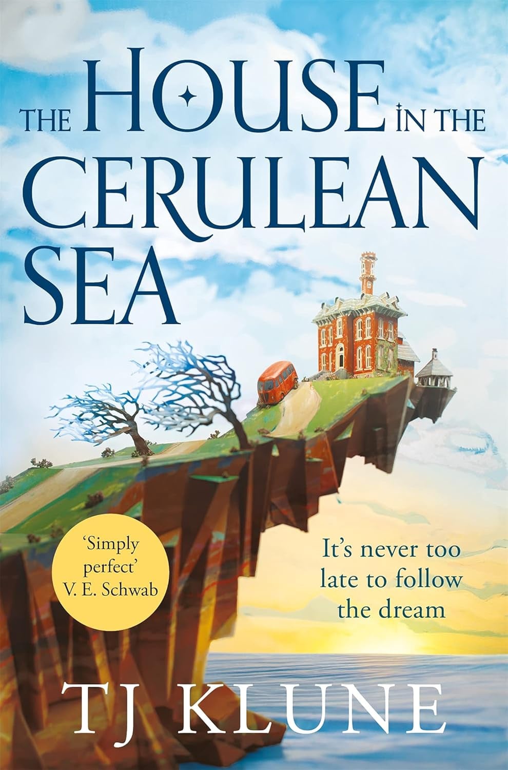 The cover of "The House in the Cerulean Sea" by TJ Klune, a beloved example of cosy fantasy.