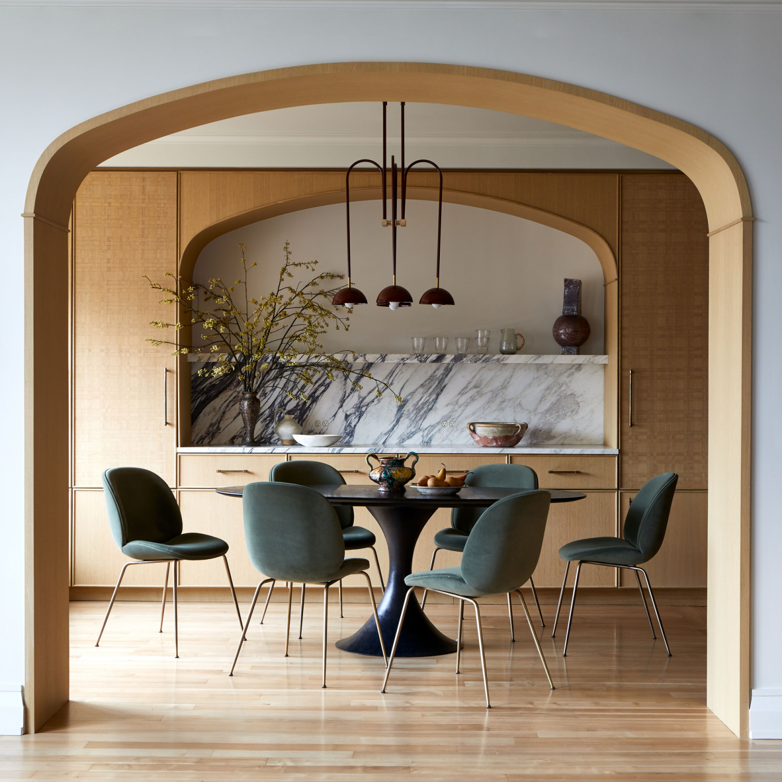 The dining area of a family's New York City apartment by Rachel Sloane Interiors