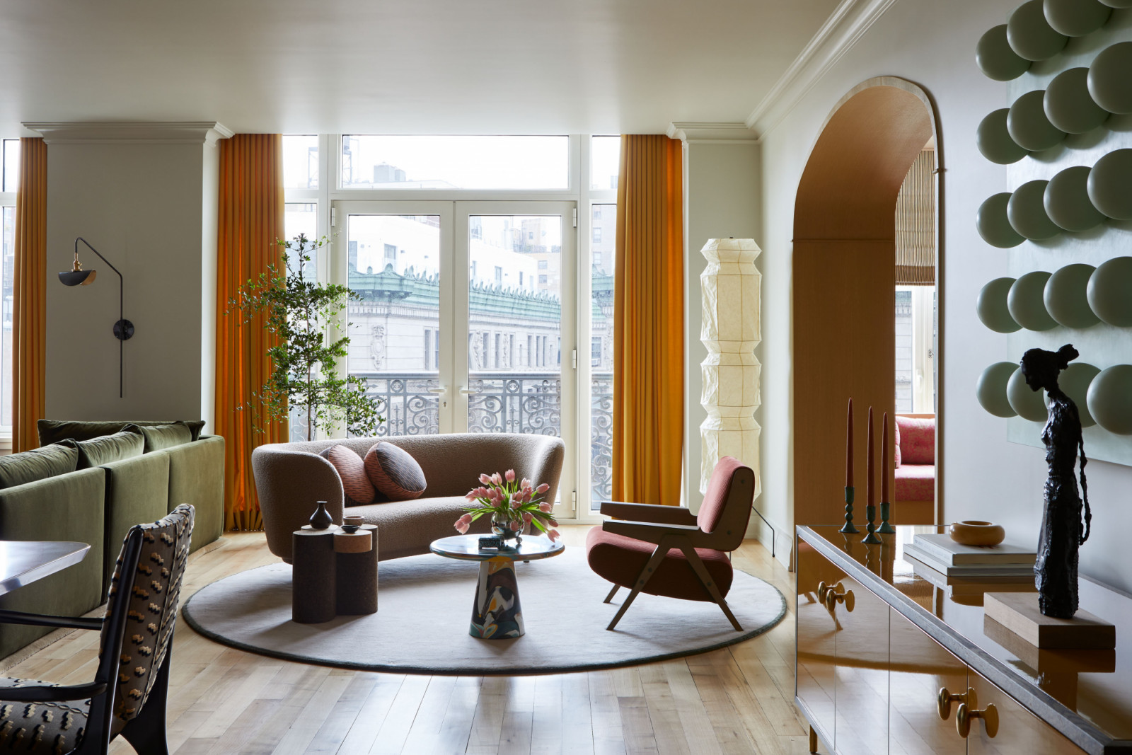 The living room of a family's New York City apartment by Rachel Sloane Interiors