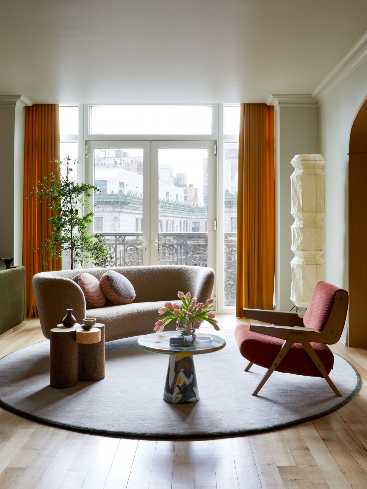 The living room of a family's New York City apartment by Rachel Sloane Interiors