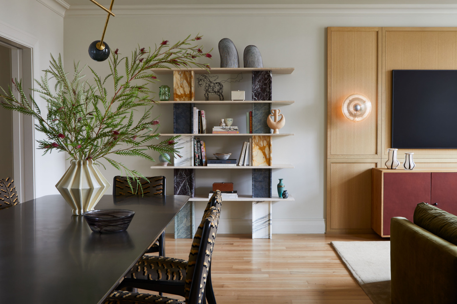 The dining area of a family's New York City apartment by Rachel Sloane Interiors