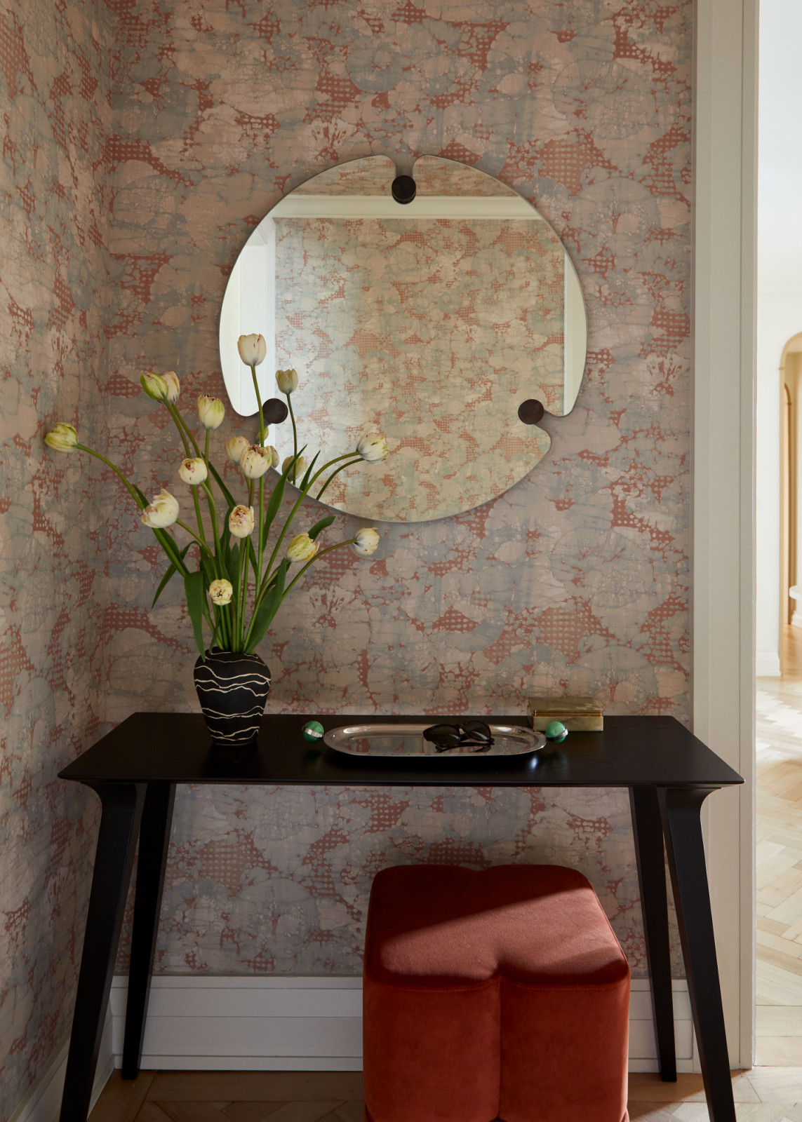 The entryway of a family's New York City apartment by Rachel Sloane Interiors
