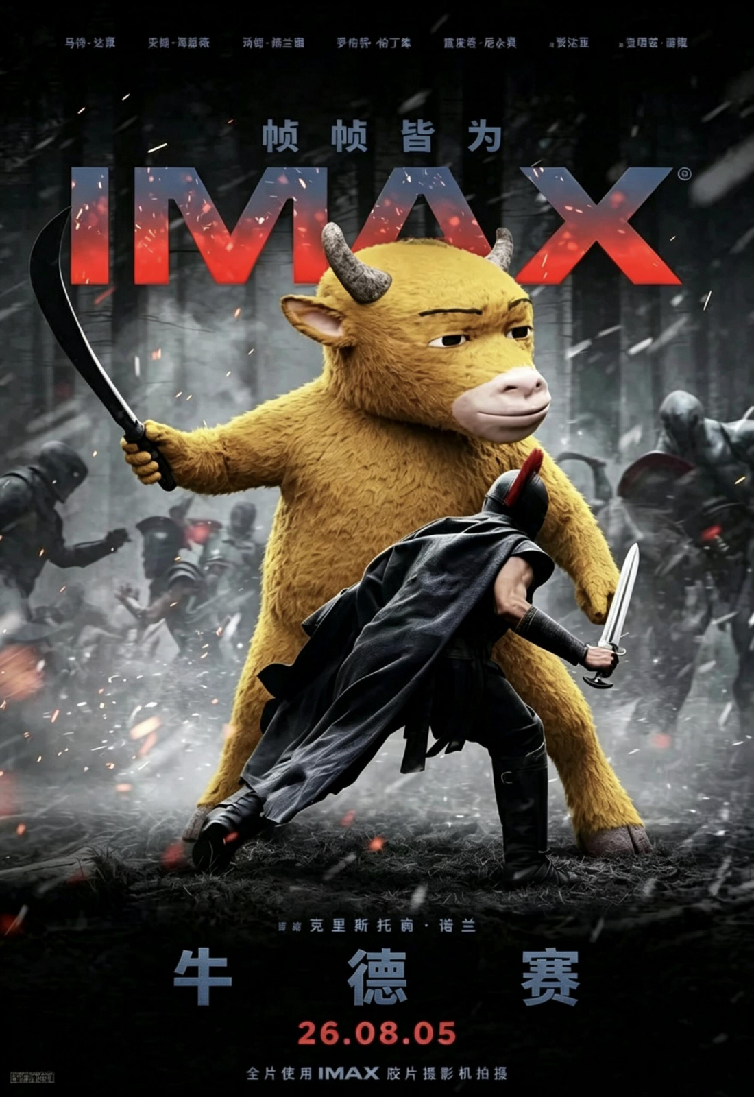 This fan-made poster parodies slick studio marketing, satirising how a 100,000 yuan project is outranking Hollywood titans like ‘ The Odyssey’ in domestic rankings. (Photo: RedNote)