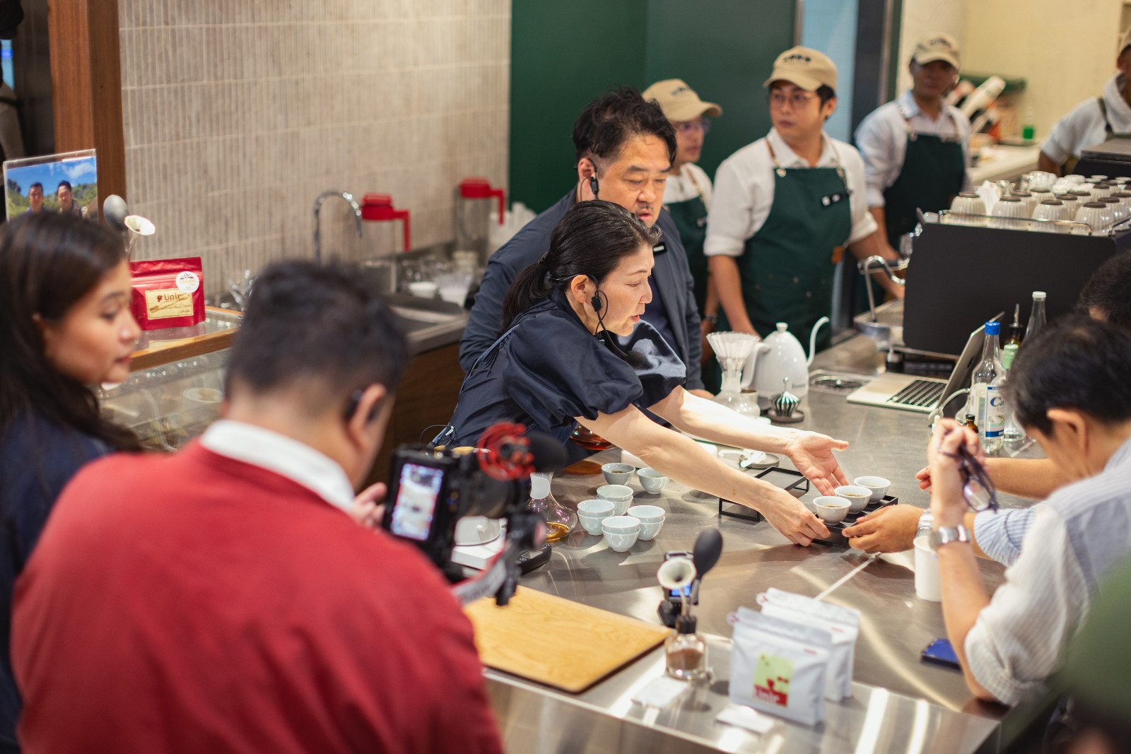 Tomoko and Hisashi serve guests at the afternoon showcase