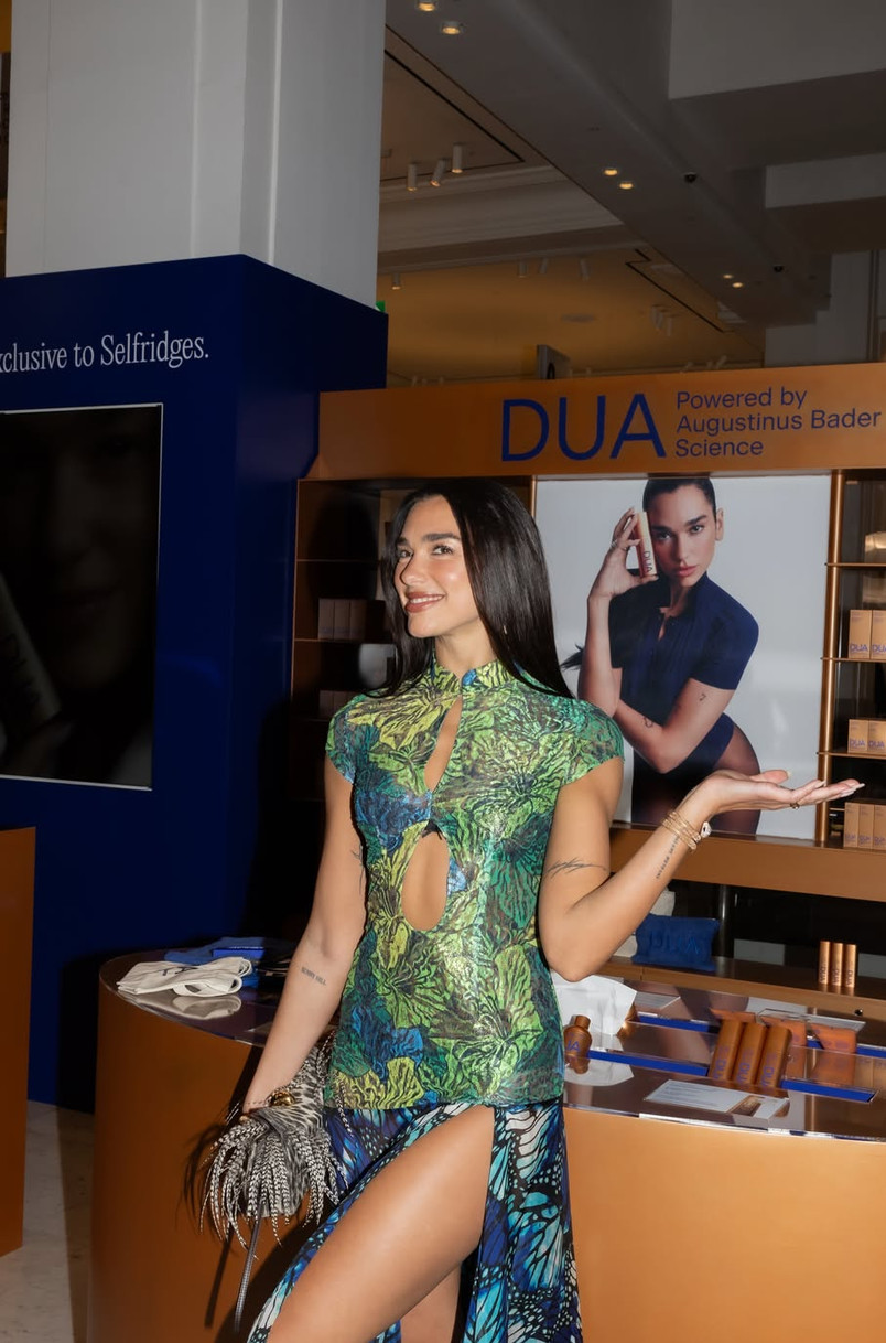Musician Dua Lipa attends the launch event for her skincare line, DUA, at Selfridges.