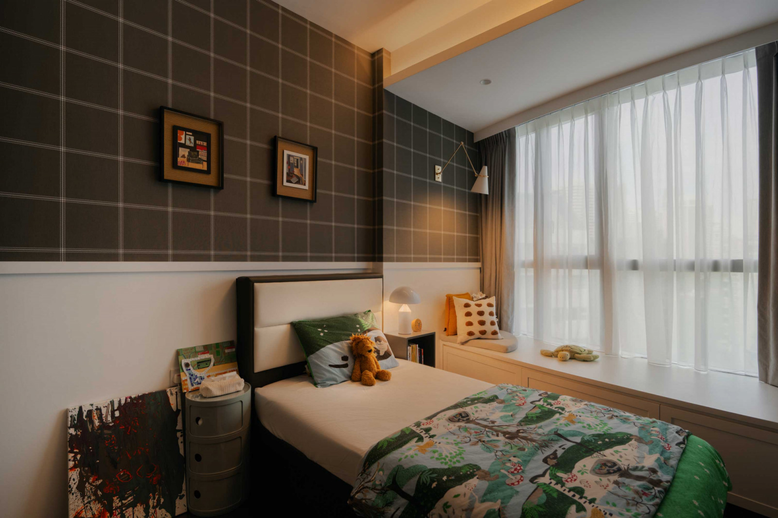 The son’s room features adorable wildlife motifs