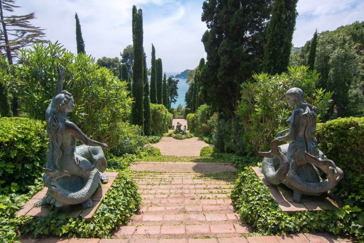 The Escala de les Sirenes, or Stairway of the Mermaids, at the Gardens of Santa Clotilde, framing a view out to the Mediterranean (Photo: iStock)