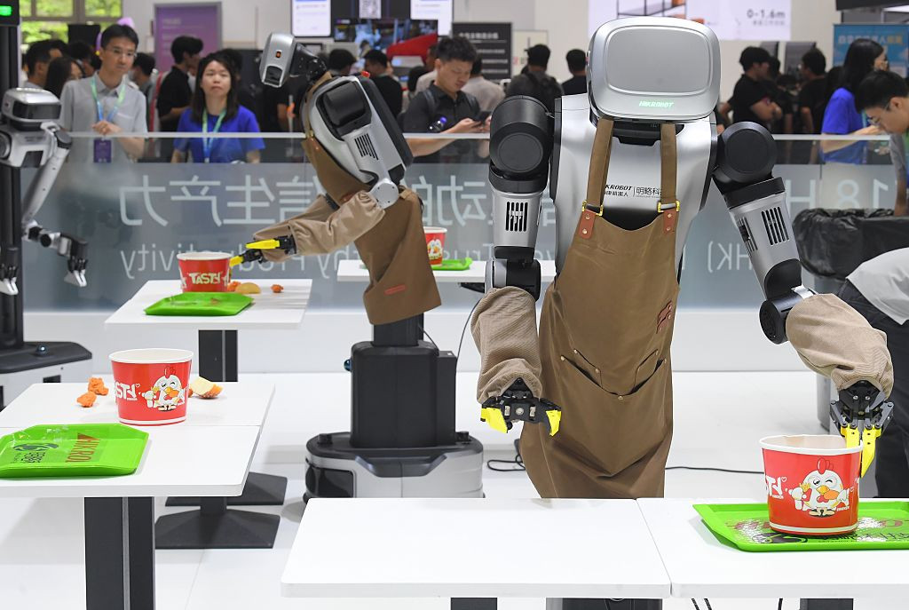BEIJING, CHINA - AUGUST 19: The 2026 World Robot Conference opens on August 19, 2026 in Beijing, China. The event features over 300 companies and more than 3,000 robot exhibits focusing on human-machine coexistence and industry-demand integration. (Photo by Fu Ding/Beijing Youth Daily/VCG via Getty Images)