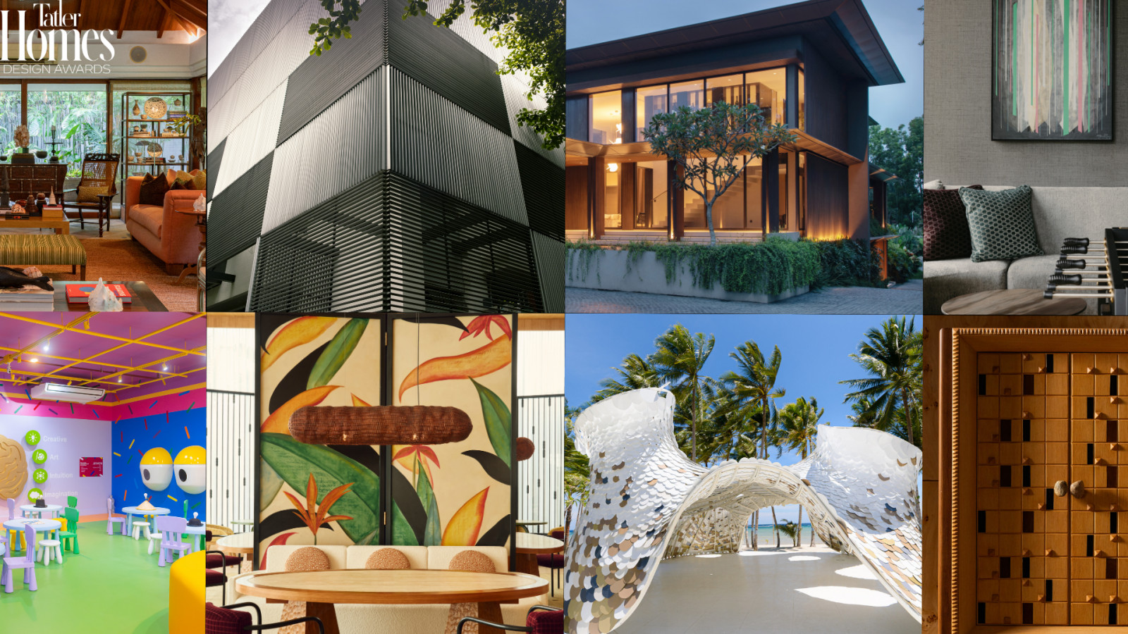 This year's winners and awards for Tatler Homes Design Awards 2026 in the Philippines: Tina Ocampo's Manila Project (Tastemaker Award), Karrivin Plaza (Best Sustainable Design), Gallery House (Best Architectural Concept), Aurelia Residences (Best Use of Art), Ang Katawan Ko Exhibit at Museo Pambata (Best Use of Colour), Southlinks Experience Center (Best Showroom Design), South Palms Resort & Spa (Best Innovative Design), Cabinet 01 by Brian Ver for Tahanan Furniture (Best Product Design)
