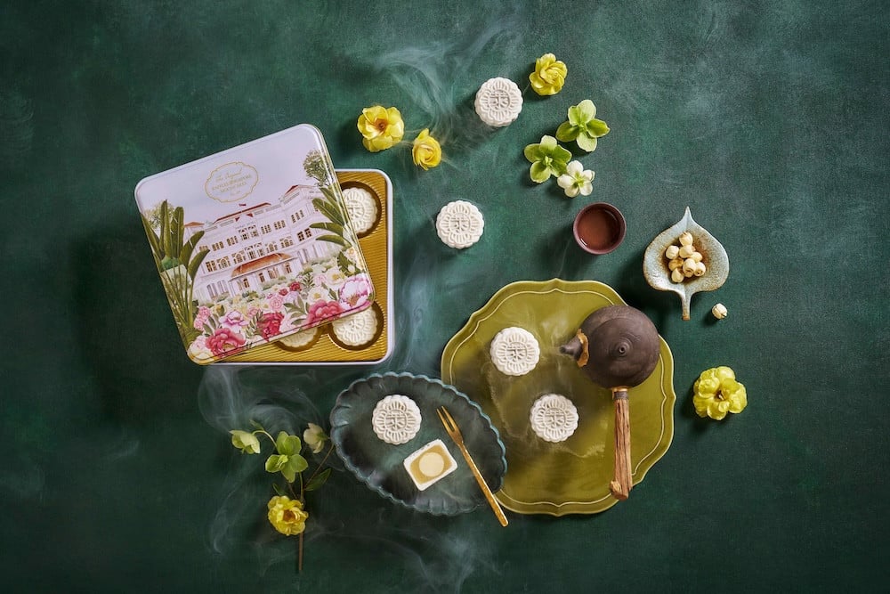 Champagne truffle snowskin mooncake, a signature of Raffles Hotel Singapore every Mid-Autumn Festival