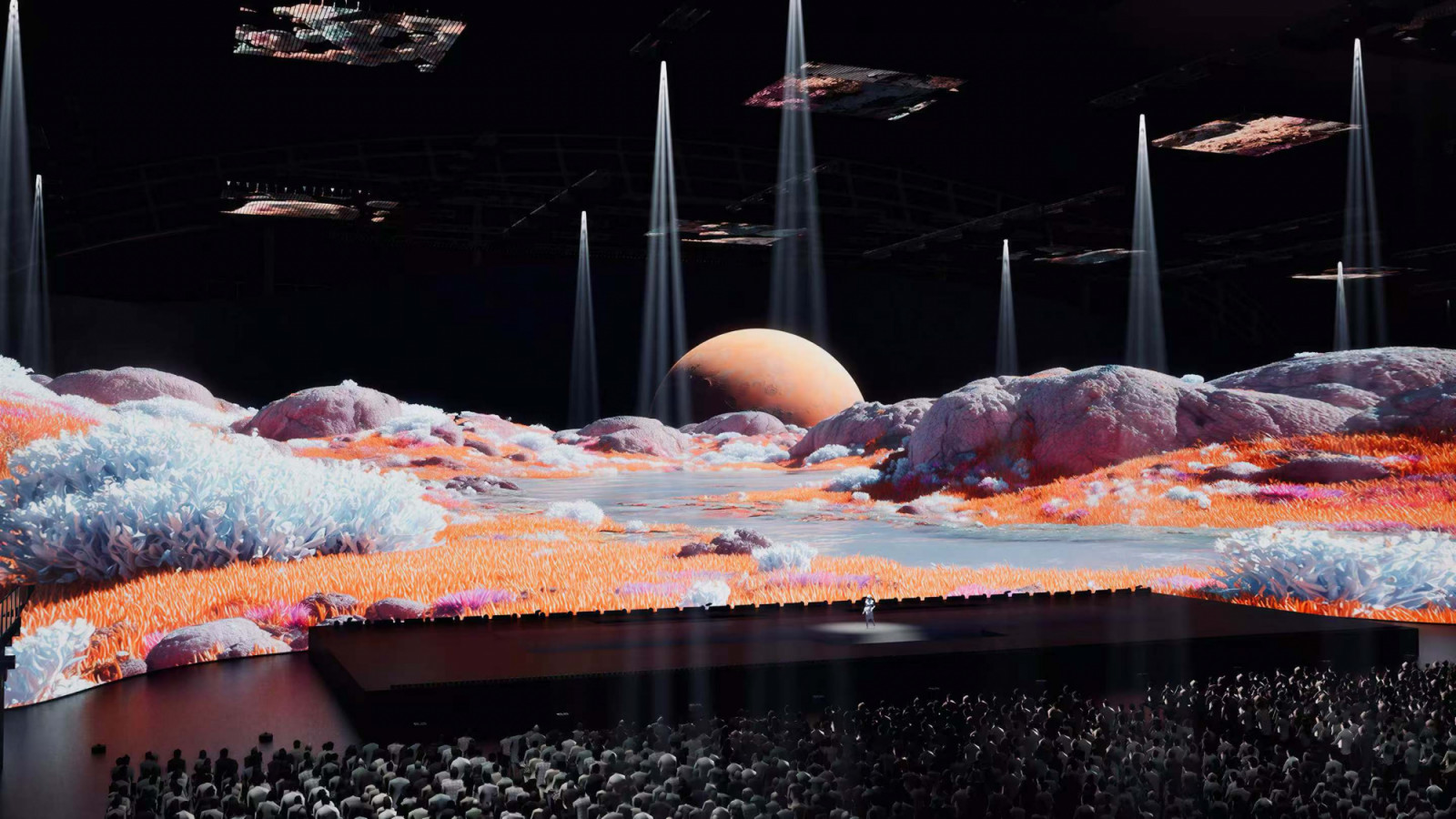 A digital rendering of this year’s Planaxis stage design, submerging festivalgoers into 360-degree underwater visuals at the Hero Dome. (Photo: courtesy of Hero Esports)