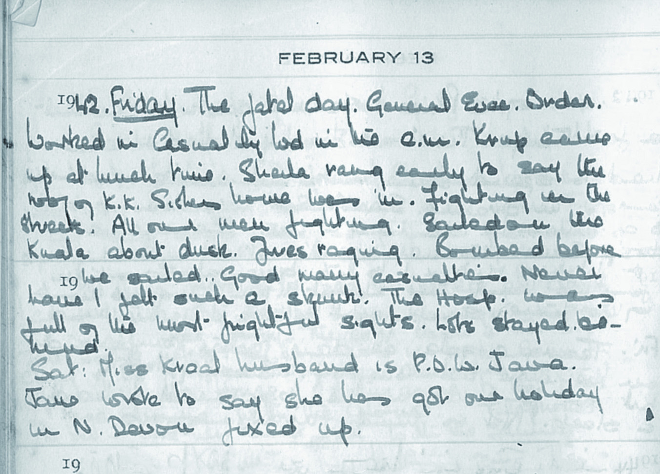 February 13/ Feb 14 Diary entries: An extract from Pen’s diary