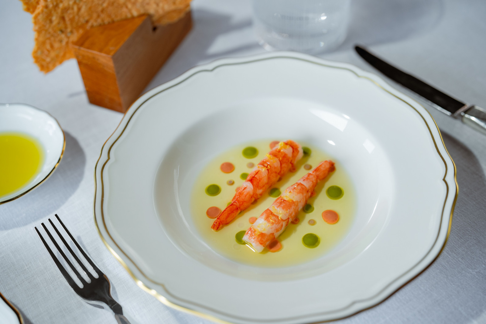 Aka ebi shrimp, pink pepper, parsley and lemon