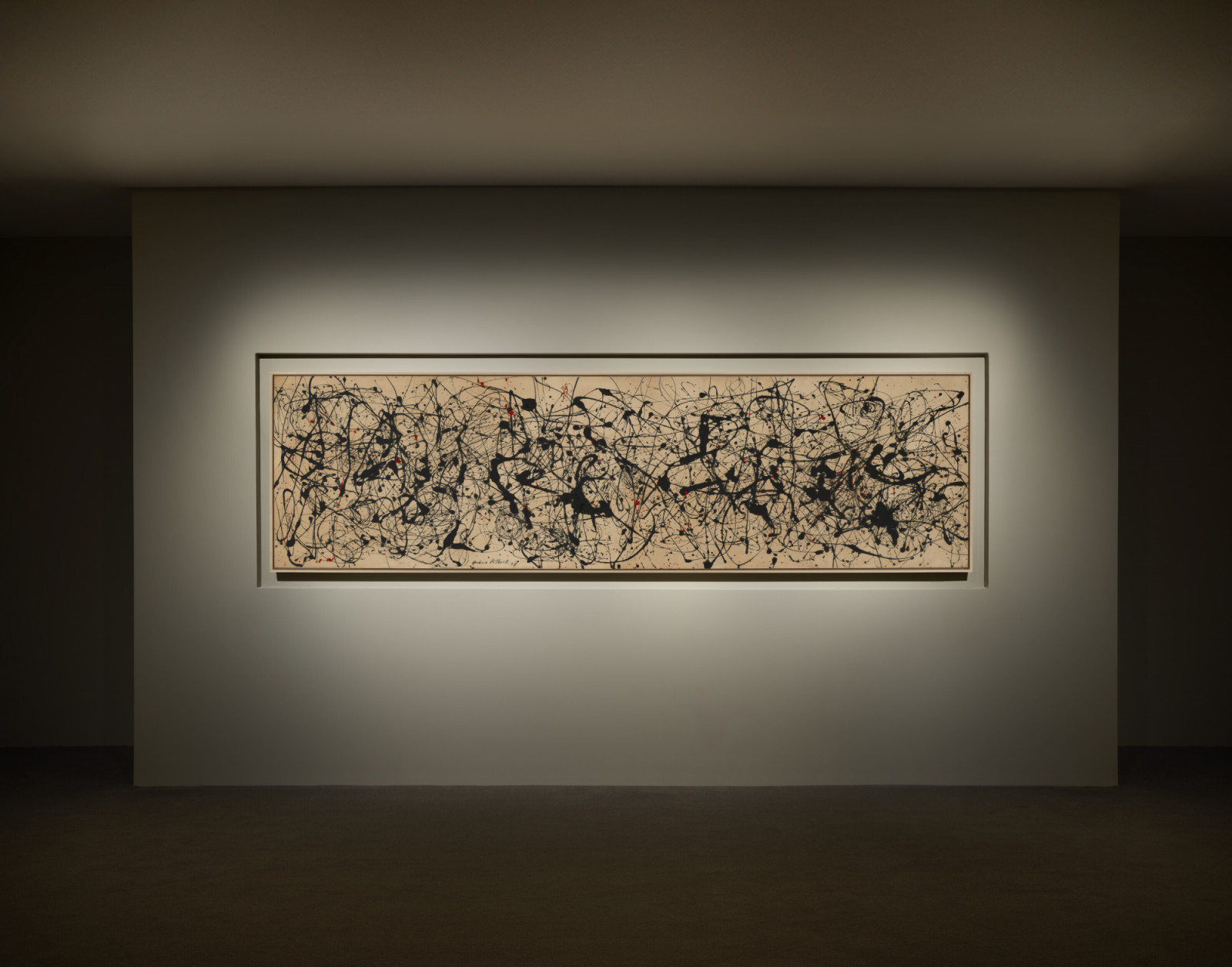 ภาพ JACKSON POLLOCK (1912-1956)
Number 7A, 1948
signed and dated 'Jackson Pollock 48' (lower left)
oil and enamel on canvas
35 x 131 ½ in. (88.9 x 334 cm.)
Painted in 1948