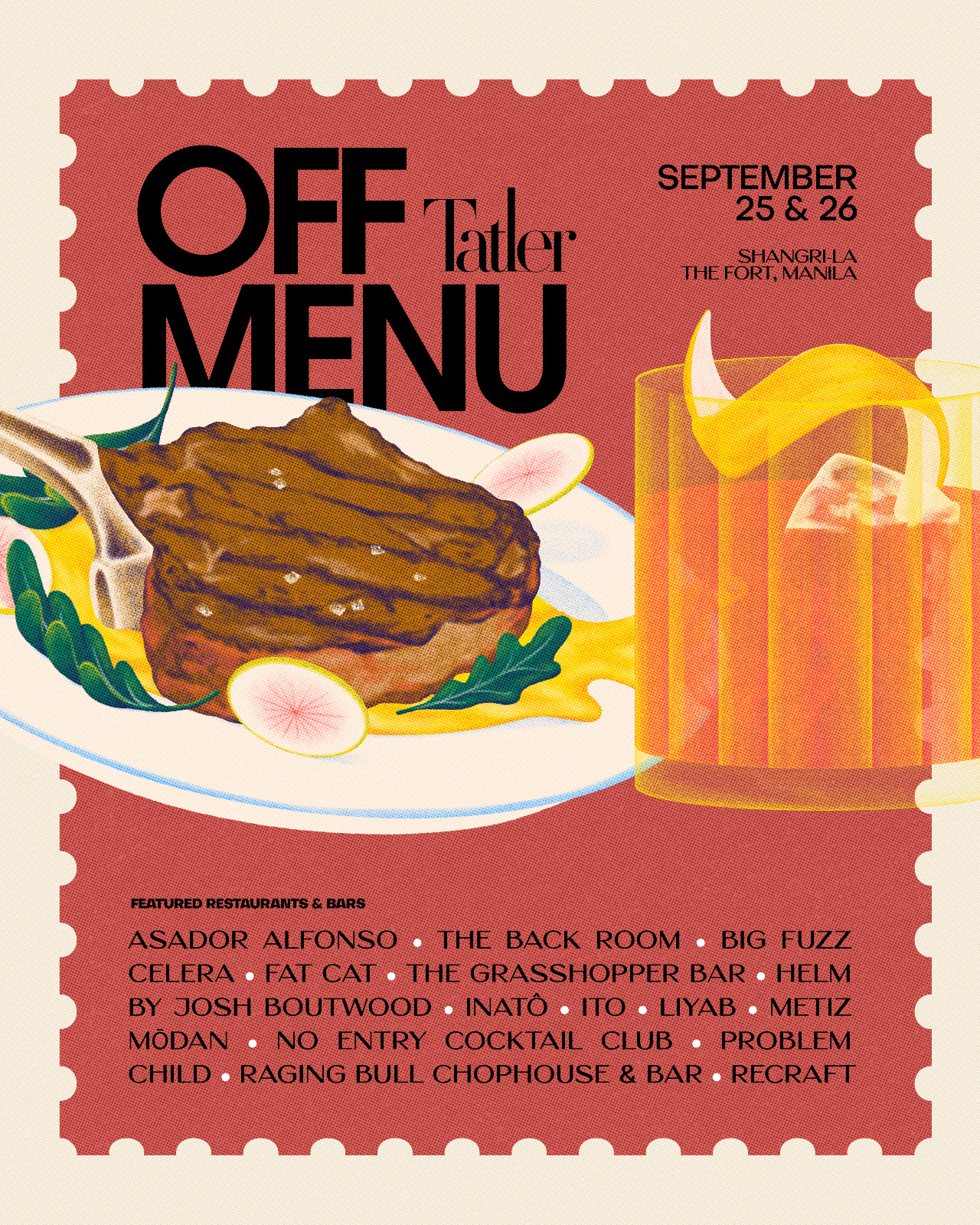 Off Menu 2026 poster designed by Sproos Creatives, with illustrations by Cha Pornea
