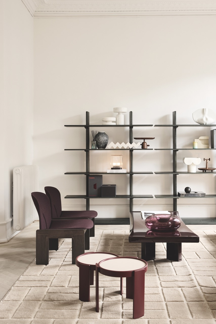 Scarpa 121 chairs by Afra and Tobia Scarpa for Cassina, part of 
the Karakter x Cassina presentation