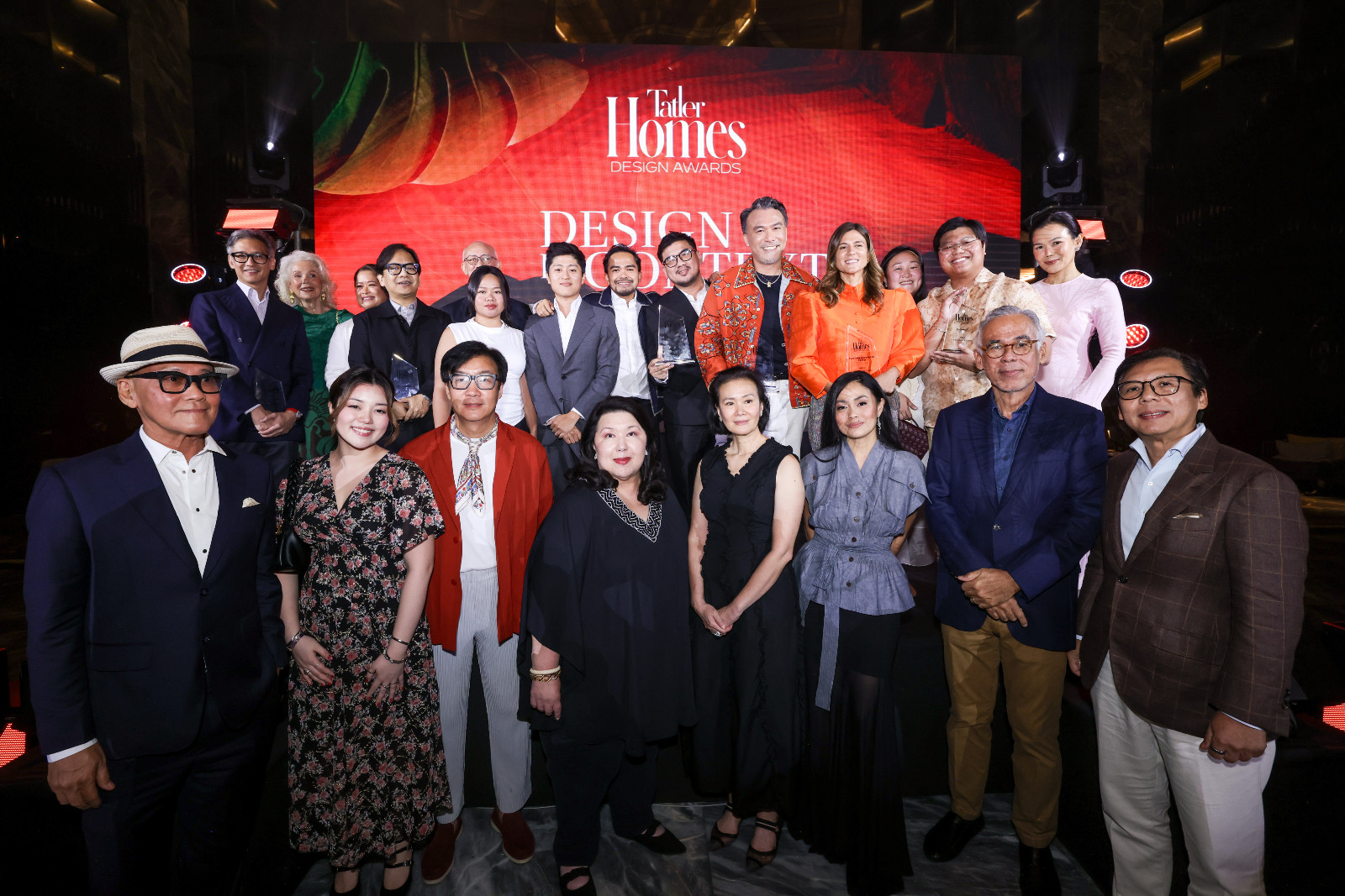 The winners of the Tatler Homes Design Awards 2026 in the Philippines onstage with Tatler Philippines Managing Director Irene Martel Francisco, Tatler Homes editor Jet Acuzar, the judges, and Tatler Homes Associate Editor Celine Dabao