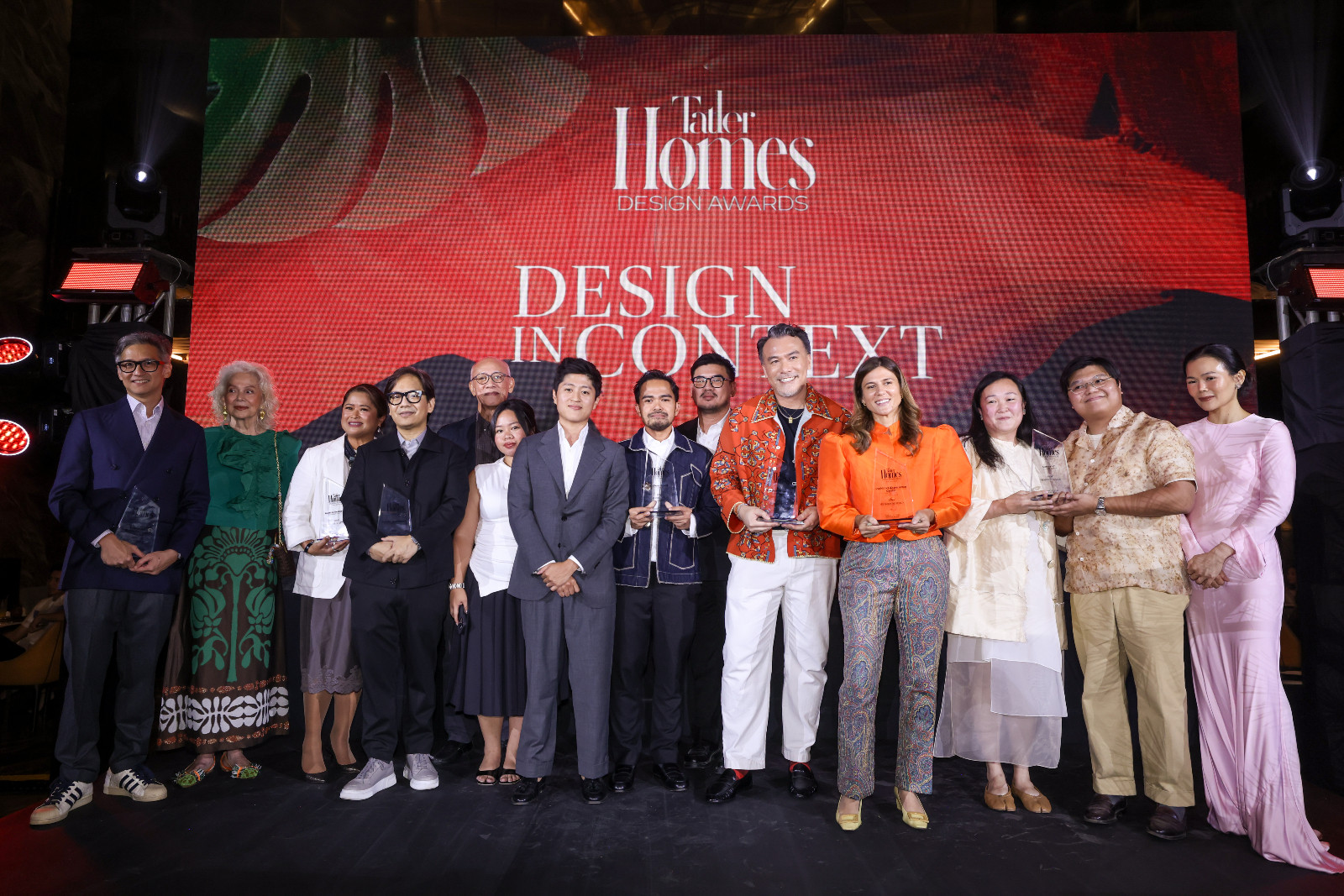 The winners of the Tatler Homes Design Awards 2026 in the Philippines onstage with Tatler Homes editor Jet Acuzar