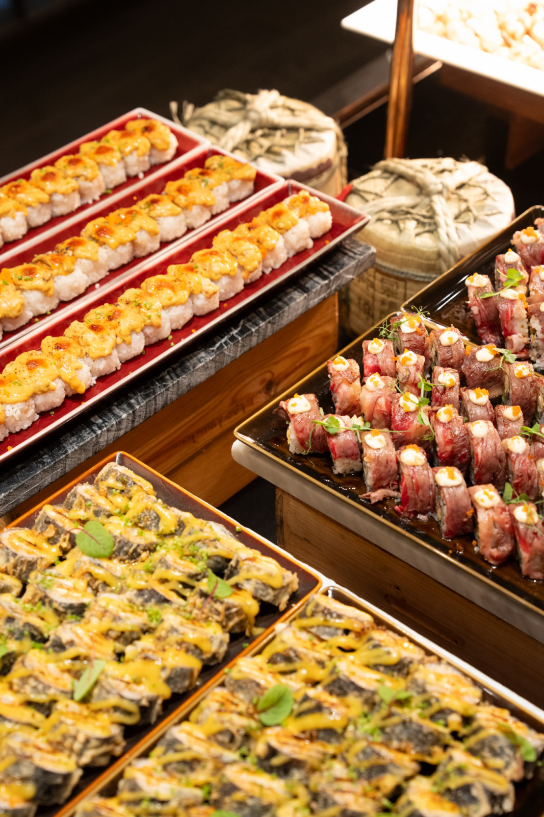 Sumptuous dishes laid out for the guests at the Tatler Homes Design Awards, hosted at the Yawaragi restaurant of Hotel Okura