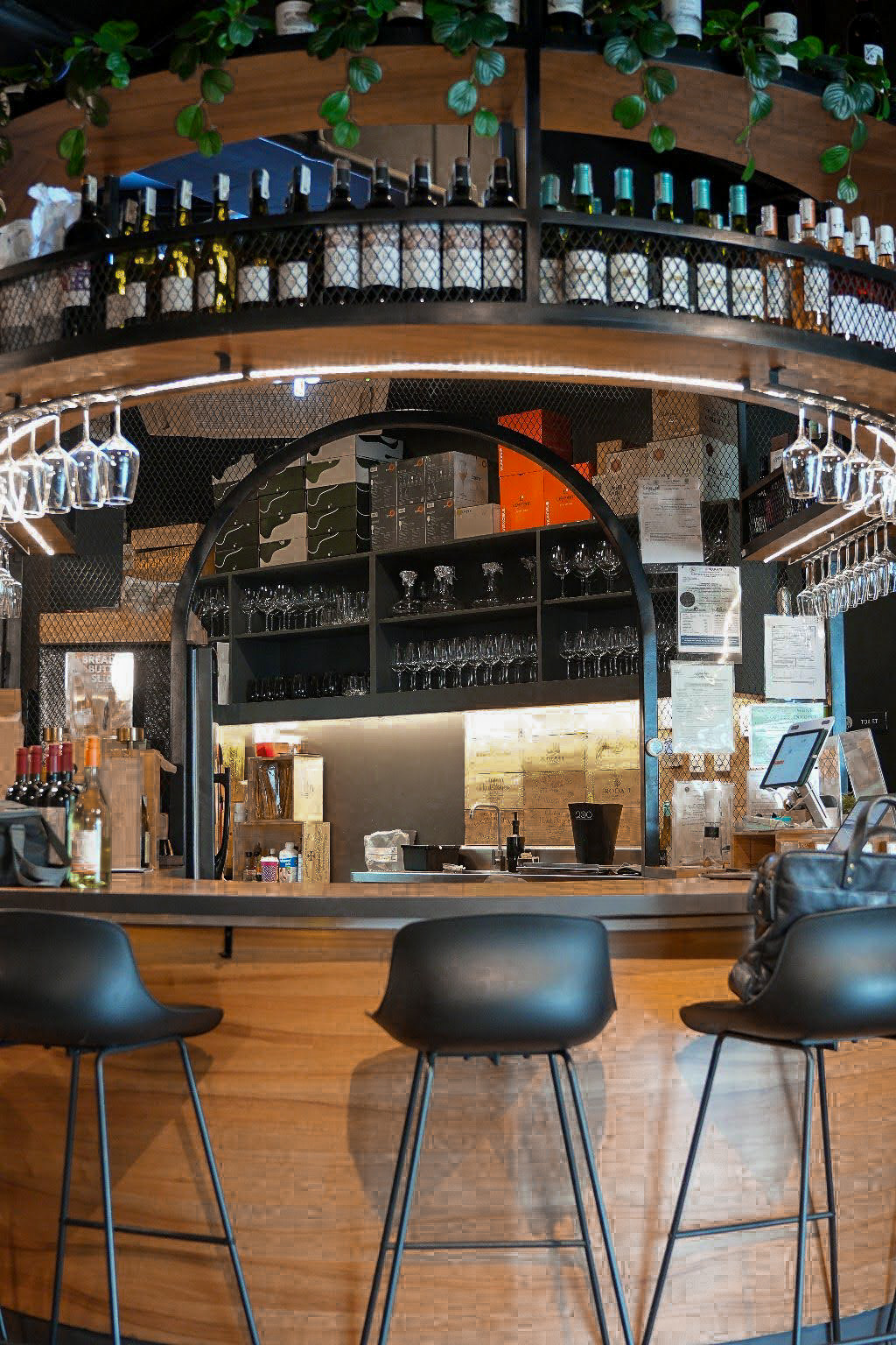 The bar area in Wine Drop is a fun place to enjoy wine tasting