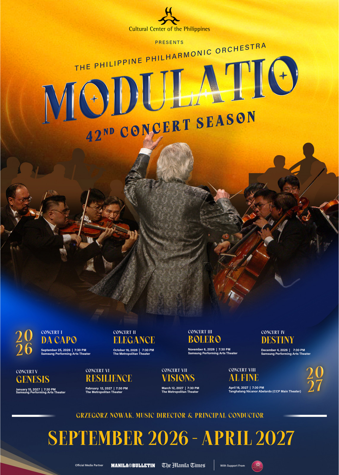 Poster for the Philippine Philharmonic Orchestra’s 42nd concert season, running from September 2026 until April 2027 | Tatler Philippines