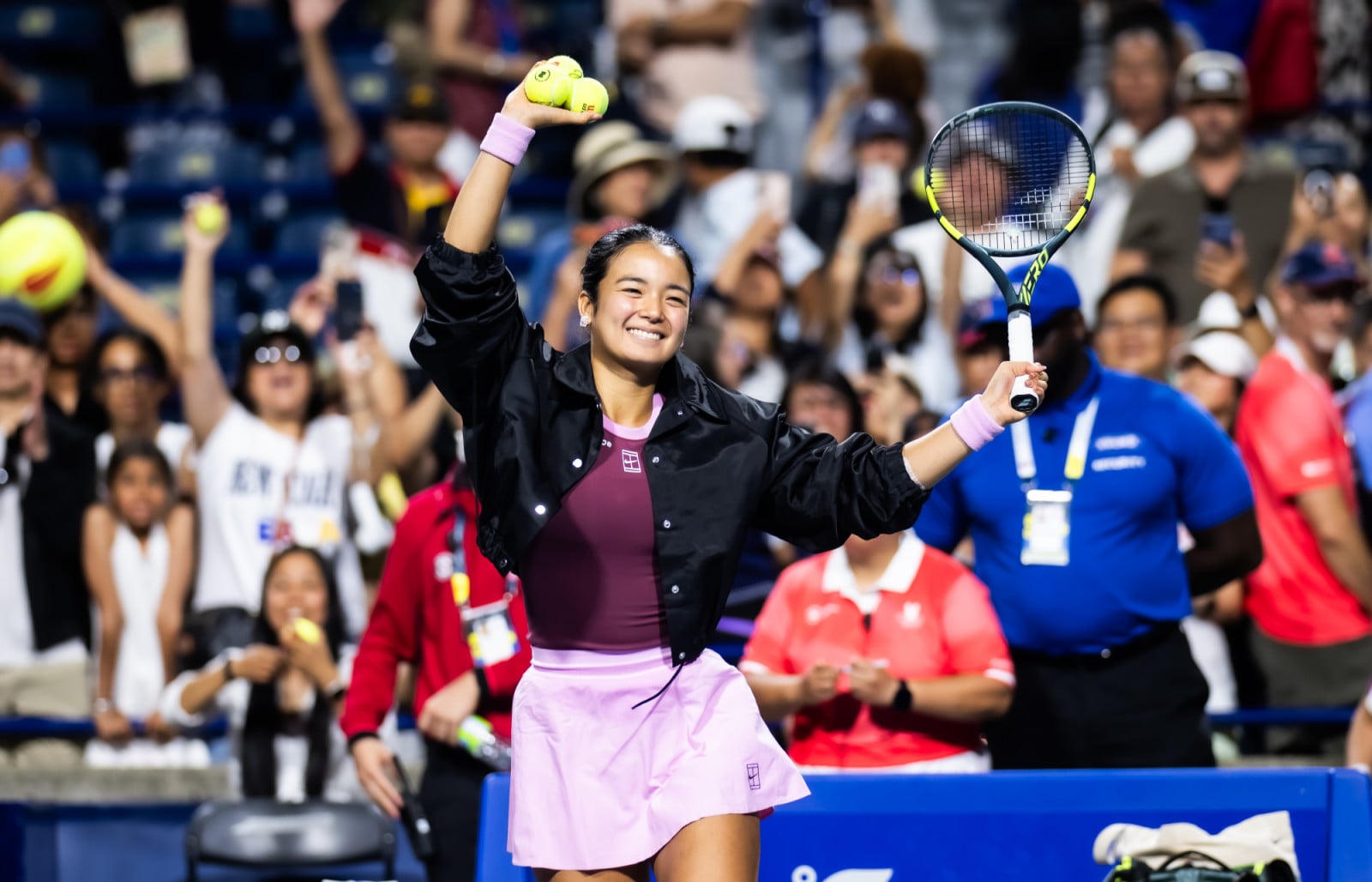Alexandra Eala of the Philippines celebrates defeating Alycia Parks of the United States in the second round on Day 4 of the National Bank Open at Sobeys Stadium on August 05, 2026 in Toronto, Ontario (Photo by Robert Prange/Getty Images)