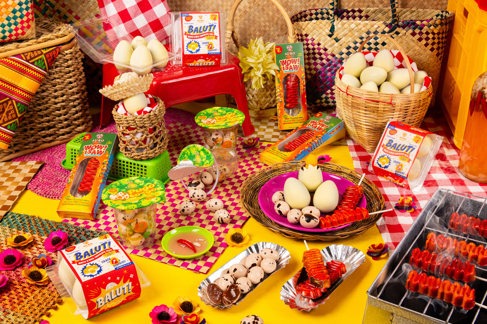 Auro Chocolate's full Street Food Collection—colourful, recognisable and delectable