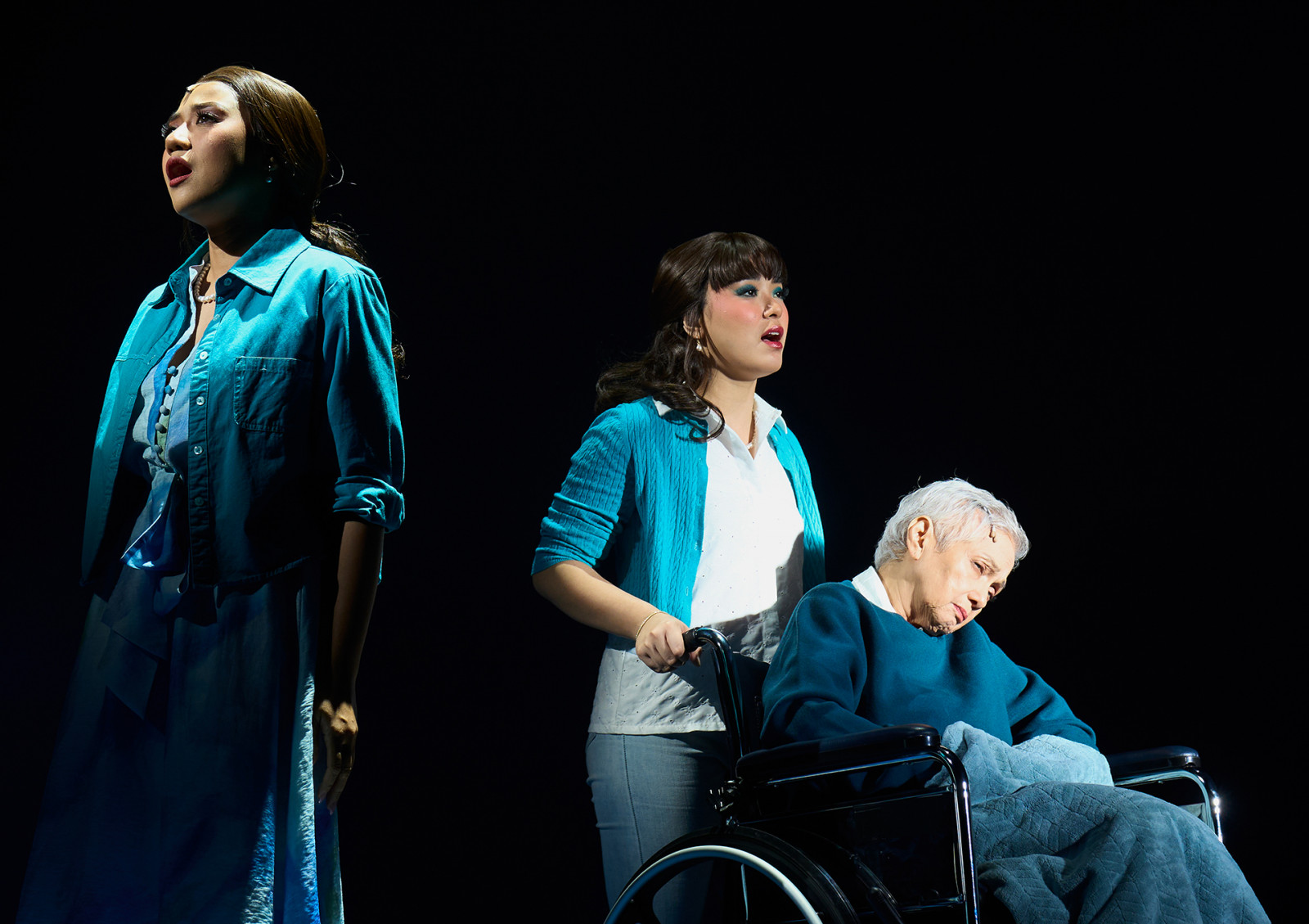 Morissette as Middle Allie, Sheena Belarmino as Younger Allie, Celeste Legaspi as Older Allie in ‘The Notebook: The Musical’ (Photo: Jyllan Bitalac and Sherie Bolo / courtesy of Theatre Group Asia)