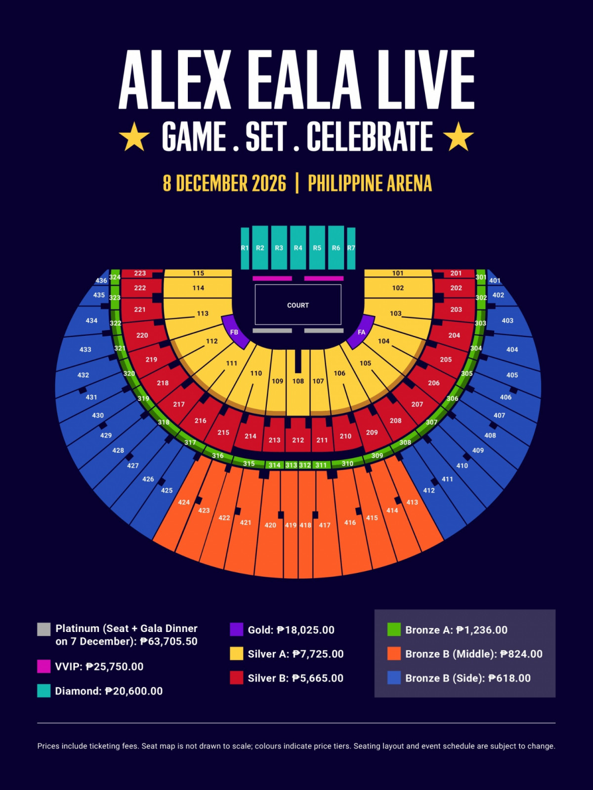 Alex Eala Live seat map at the Philippine Arena