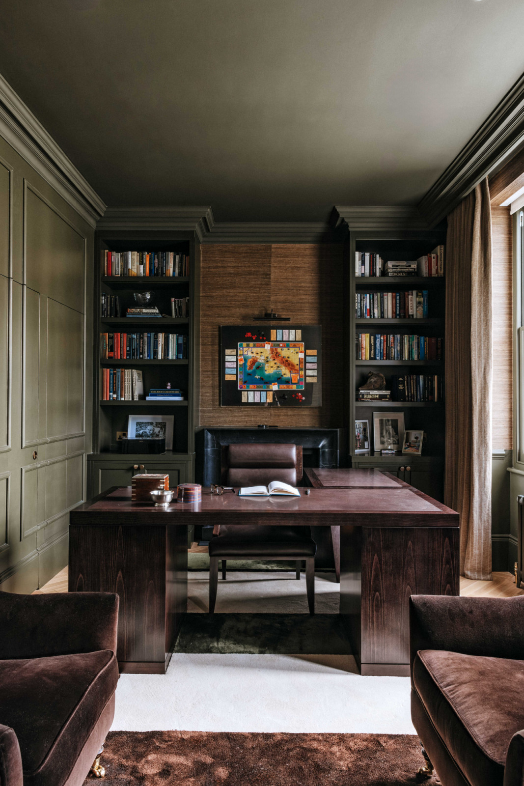 A self-contained suite for the father, comprising a private study, dressing room and bathroom