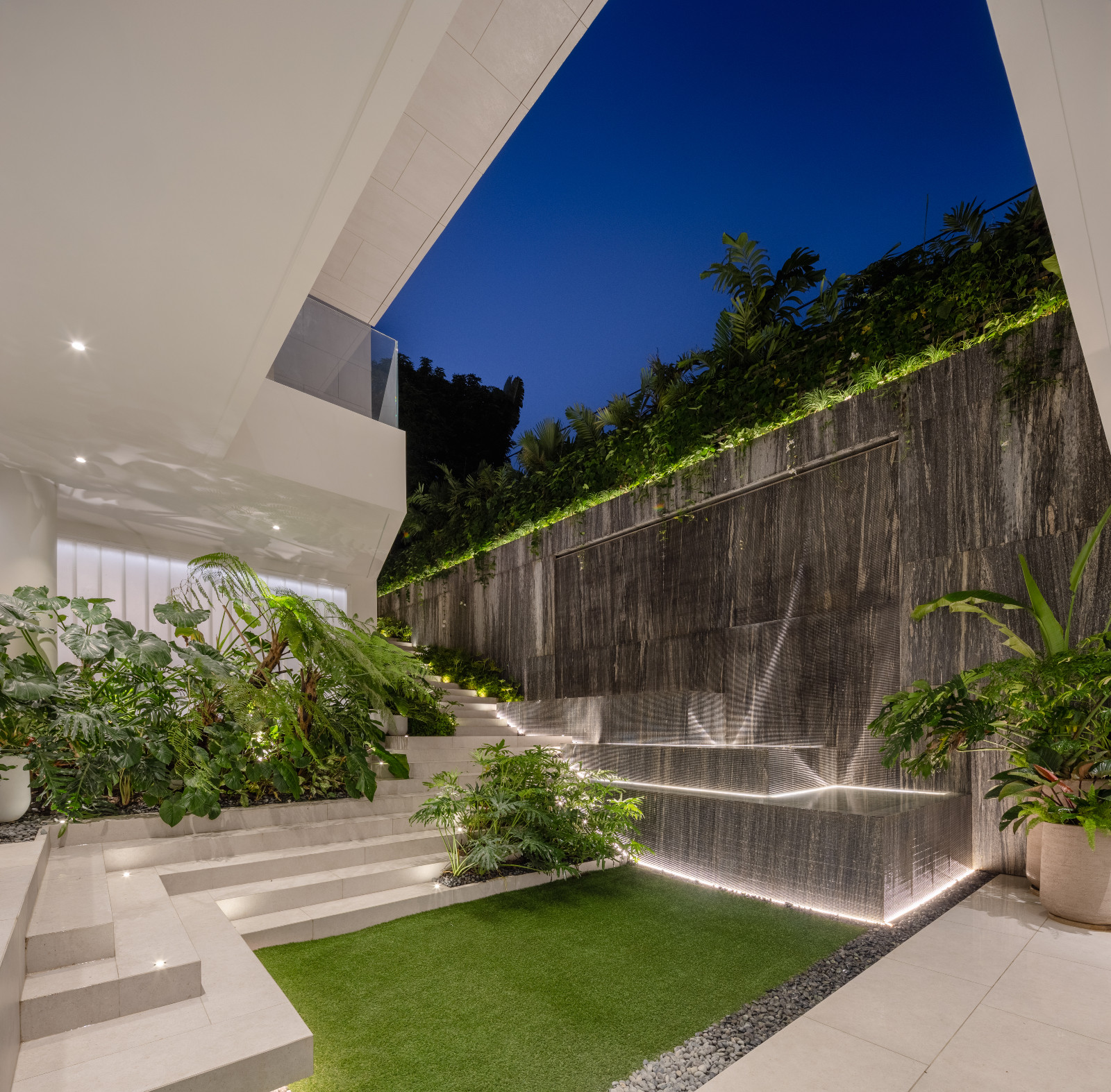 The landscape of Cascade House by H1 Architecture in Manila, Philippines