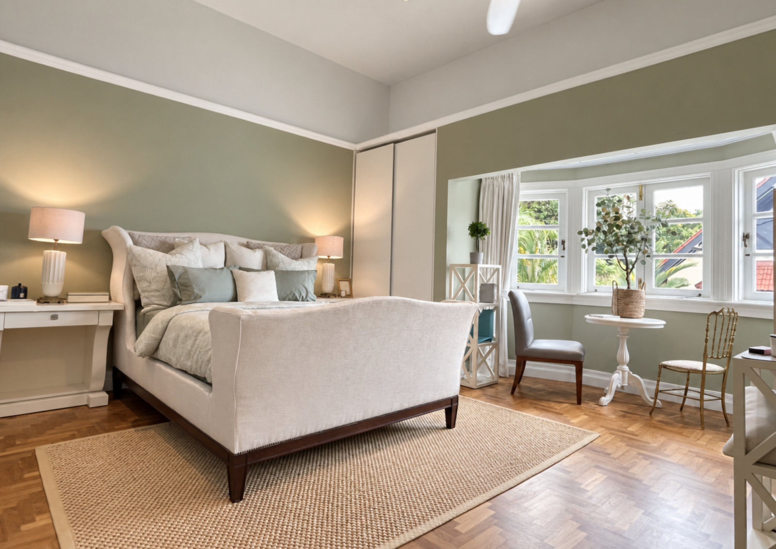 Another bedroom in the house, also awash in softer colours that encourage rest
