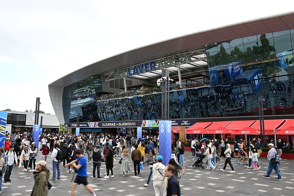 A general view outside Rod Laver Arena before the Men's Singles Final against Novak Djokovic of Serbia during day 15 of the 2026 Australian Open at Melbourne Park on February 01, 2026 in Melbourne, Australia. (Photo by James D. Morgan/Getty Images)