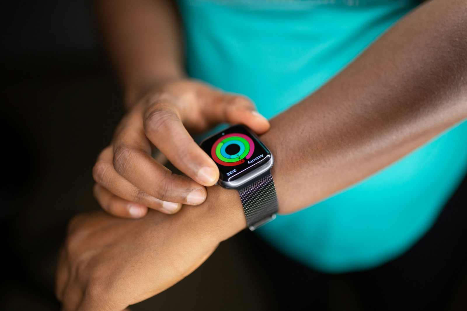 An Apple Watch displays the Activity app, illustrating daily fitness goals that contribute to robust heart health.
