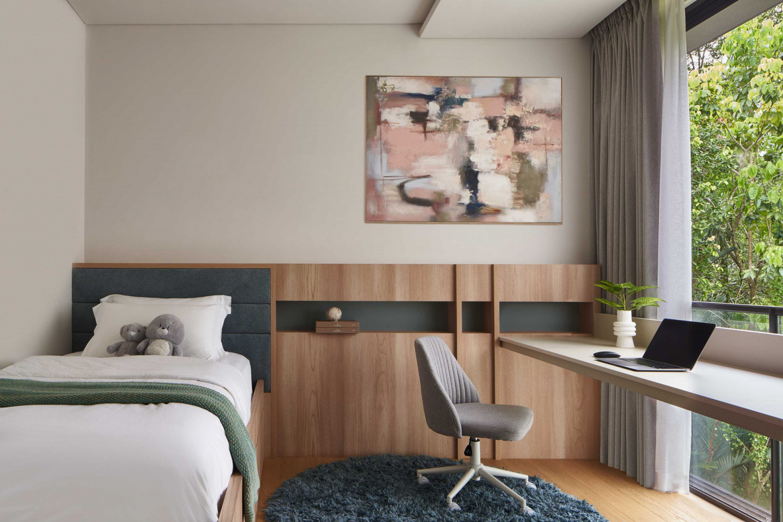 One of the son’s bedroom, which has a generous built-in study desk