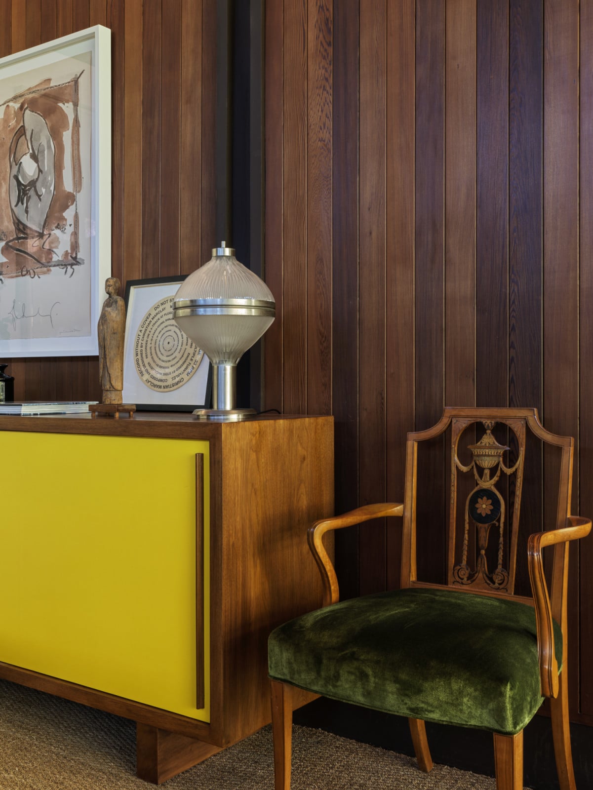 The details of the open living space of a California home designed by Kate Driver of West Haddon Hall