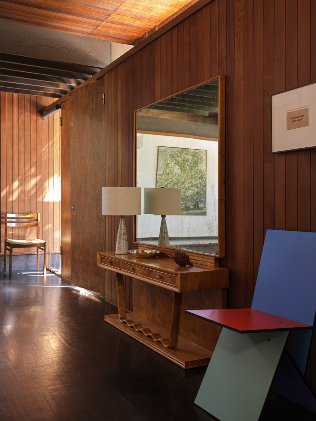 The foyer of a California home designed by Kate Driver of West Haddon Hall