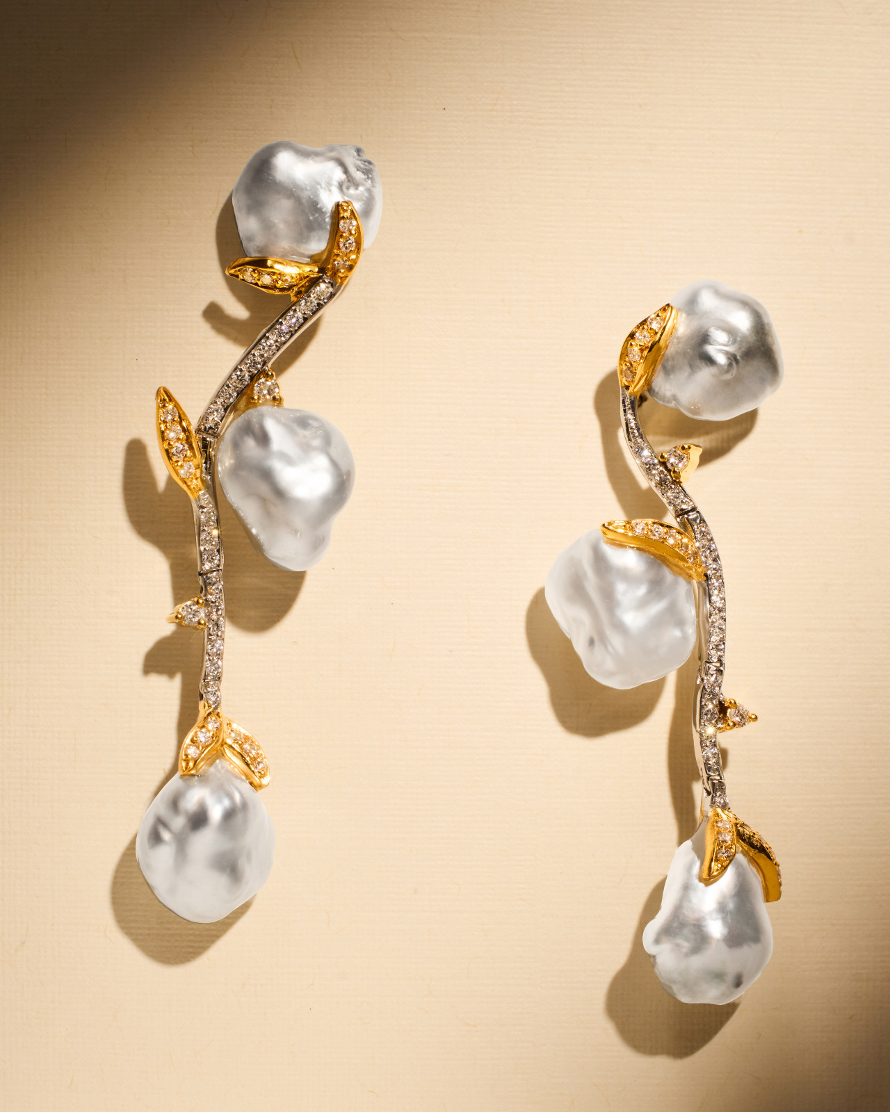 One of JMA Jewelry's latest creations, earrings sculpted after floral vines