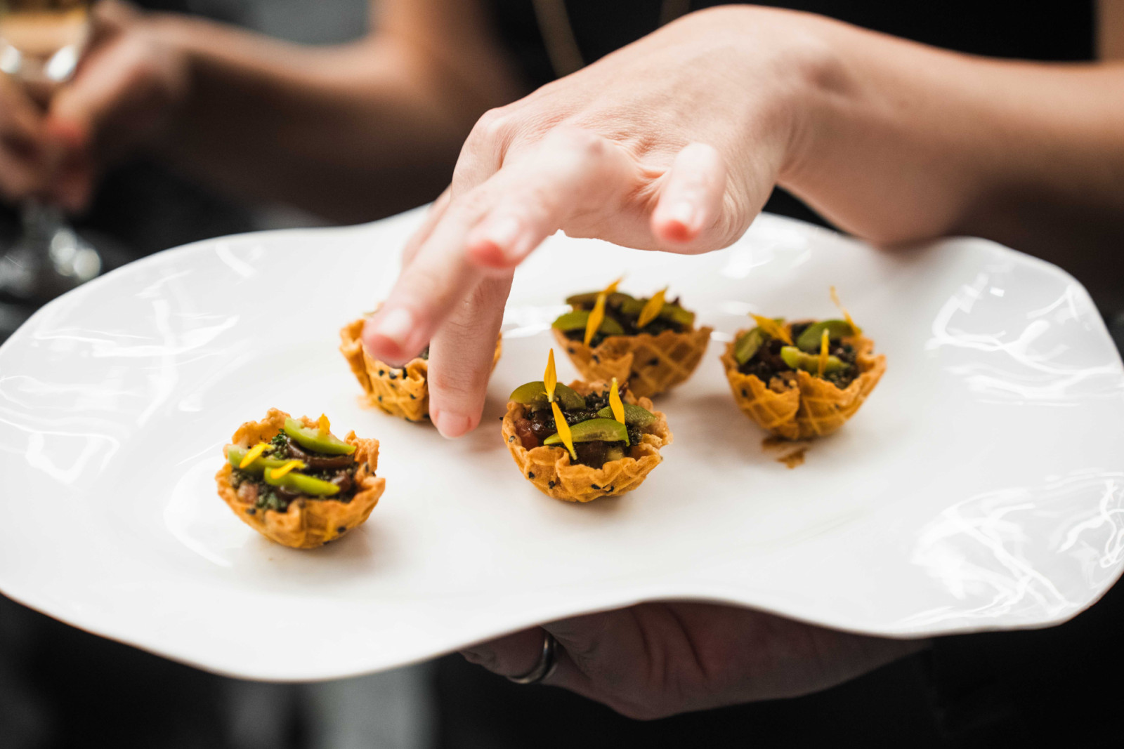 A vegetarian tart canapé by Gastrogig