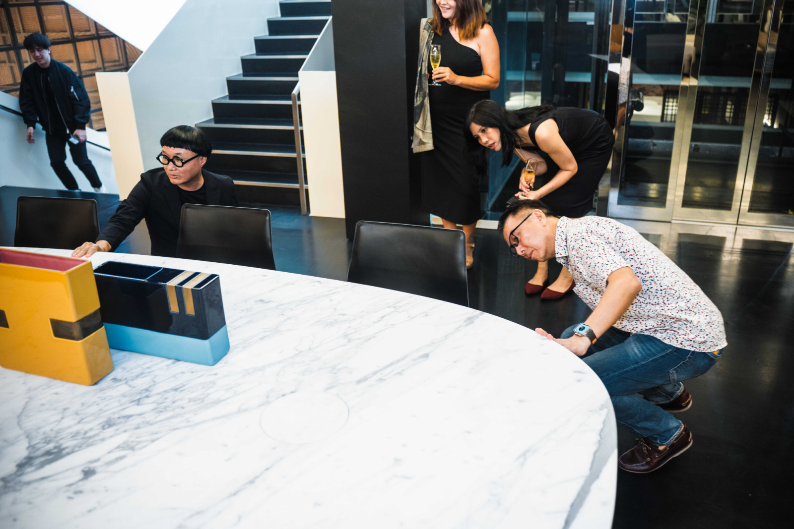 Guests during the impromptu showroom tour